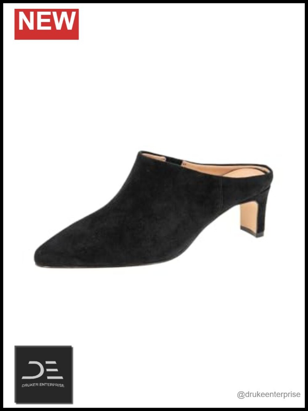 Leather Heeled Mules Slip-On Almond Toe Padded Insole